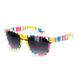 "Blocks" Trendy Wayfarer Unisex Sunglasses with Multi-Colored Retro Frames