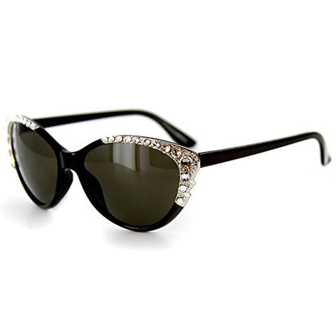 Cosmo Designer-Inspired Sunglasses with Dozens of Genuine Swarovski Crystals and Cat-Eye Lenses For Stylish, Sexy Women