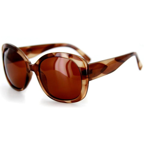 "Classic" Designer Polarized Sunglasses with Patterned Frames and Oversize Lens