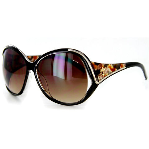 "Masquerade" Designer Sunglasses - Fleur de Lis Emblem and Large Lenses 100%UV