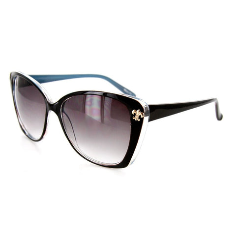 "Nouveau" Designer Sunglasses Oversized Lenses and Fleur de Lis Emblem 100%UV