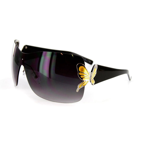 Papillon Women's Designer Sunglasses with Stylish Shield Lens and Butterfly Emblem