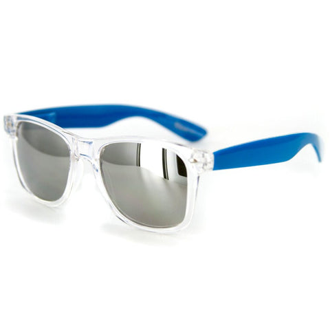 "Popstar" Neon Retro Wayfarer Unisex Sunglasses with Mirrored Frames and Lenses