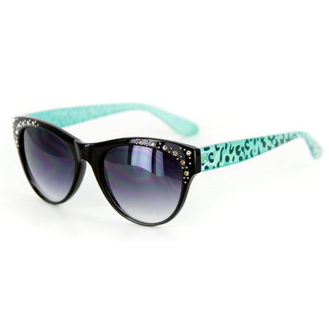 "Fantasticat" Gorgeous Two-Toned Animal Print Cat Eye Sunglasses with Crystals