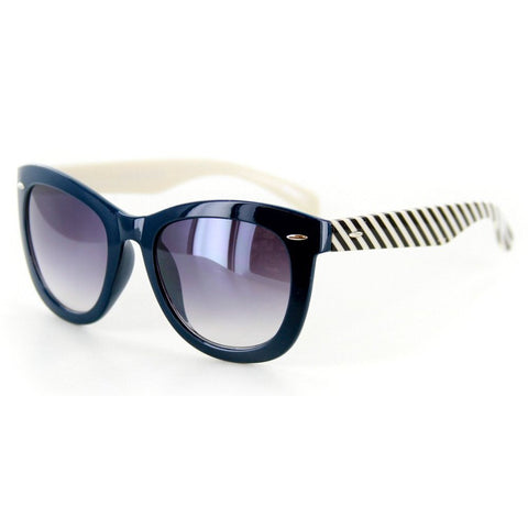 "Amalfi" Vintage-Inspired Wayfarer Sunglasses with Mod Striped Arms - 100% UV