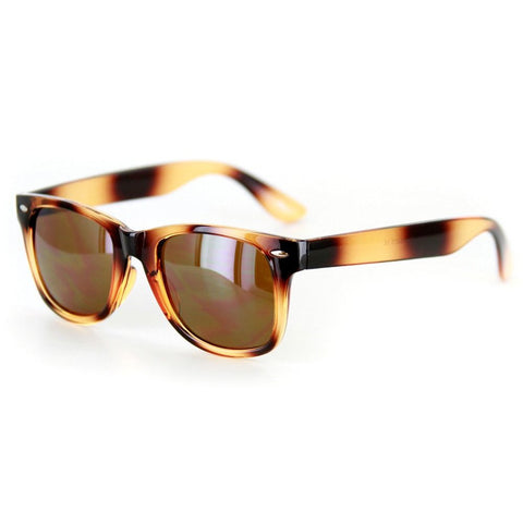 "Trend" Vintage-Inspired Wayfarer Sunglasses with Mod Striped Arms - 100% UV