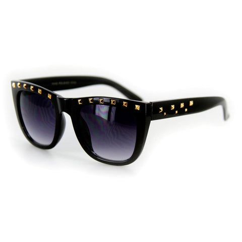 "Stage One" Vintage-Inspired Wayfarer Sunglasses with Studs - 100% UV