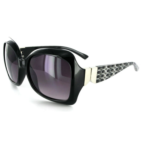 Ibiza 1924 Women's Designer Sunglasses with Unique Stylish Patterned Frames and Large Lenses (Black + Smoke)