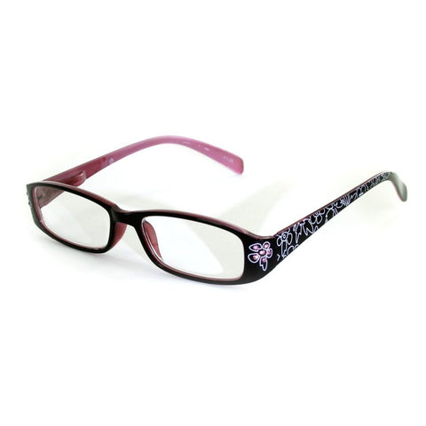 "Lotus" Slim Floral Readers with With Colored Austrian Crystals for Women