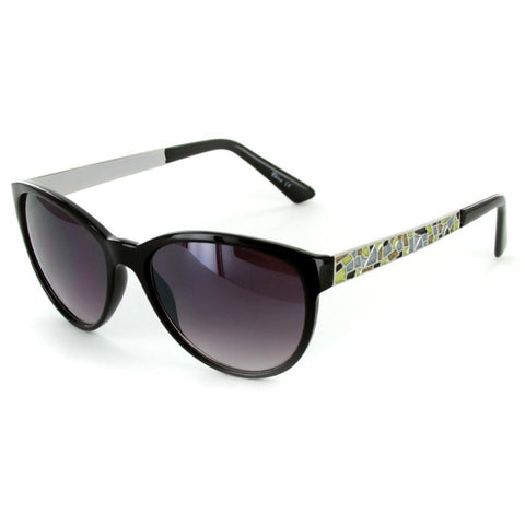 "Mosaic" Fashion Cateye Sunglasses with Patterned Temples for Stylish Women