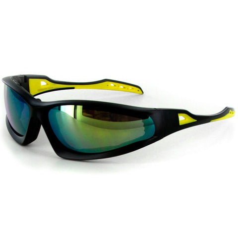 "Renegade" Wrap Around Sports Goggle Sunglasses w/ Mirror Revo Lenses - 100% UV