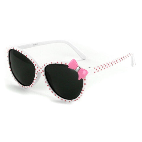 Aloha Kids "Lady Bugs" Polarized Sunglasses With Bow for Girls Age 4 & Up 100% UV (White)