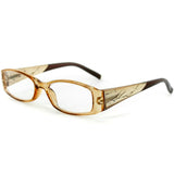 "Aspen" Slim Reading Glasses with Crystals and Frosted Nature Pattern for Women