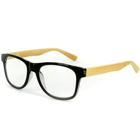 "Zen Master" Eco-Chic Wayfarer Unisex Reading Glasses with Woodgrain Temples