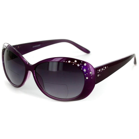 "Sea Dreams" Butterfly Reading Sunglasses with Interior Bifocal and Crystals for Women (Black +1.00)