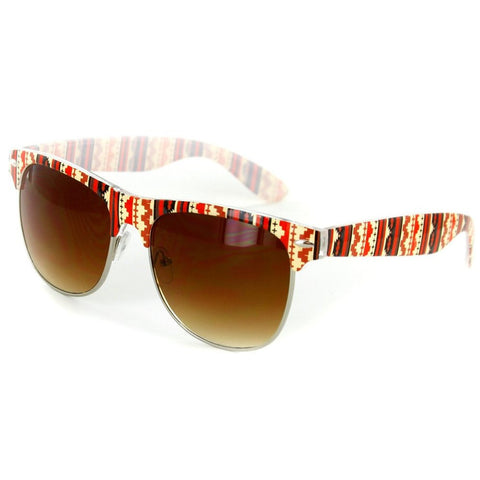 "Santa Fe" Clubmaster Sunglasses with Native American Pattern for Men and Women